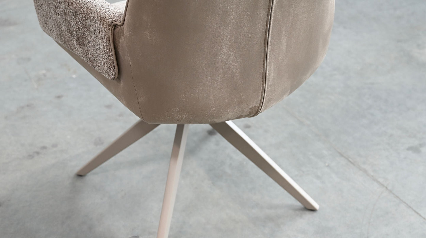 Espara Dining Chair In Avena Oat Alcantara/ Alpaca Chenille
