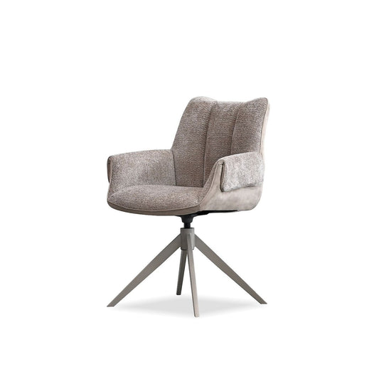 Espara Dining Chair In Avena Oat Alcantara/ Alpaca Chenille