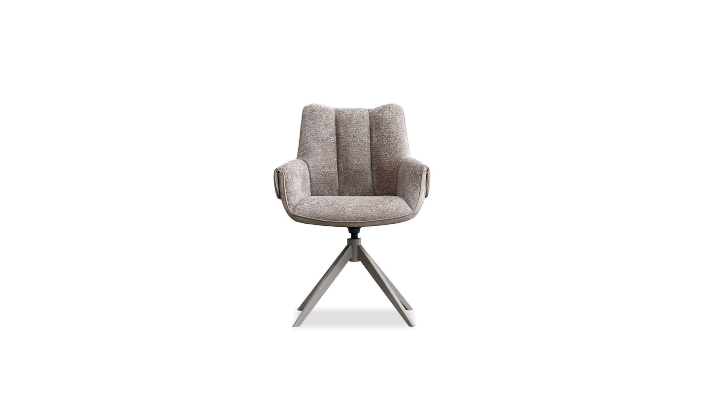 Espara Dining Chair In Avena Oat Alcantara/ Alpaca Chenille