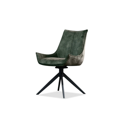 Giulia Swivel Dining Chair In Forest Green