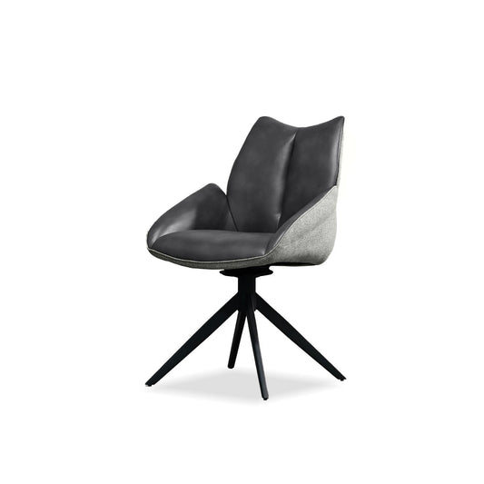 Gian swivel armchair chair in midnight grey leatherette / grey