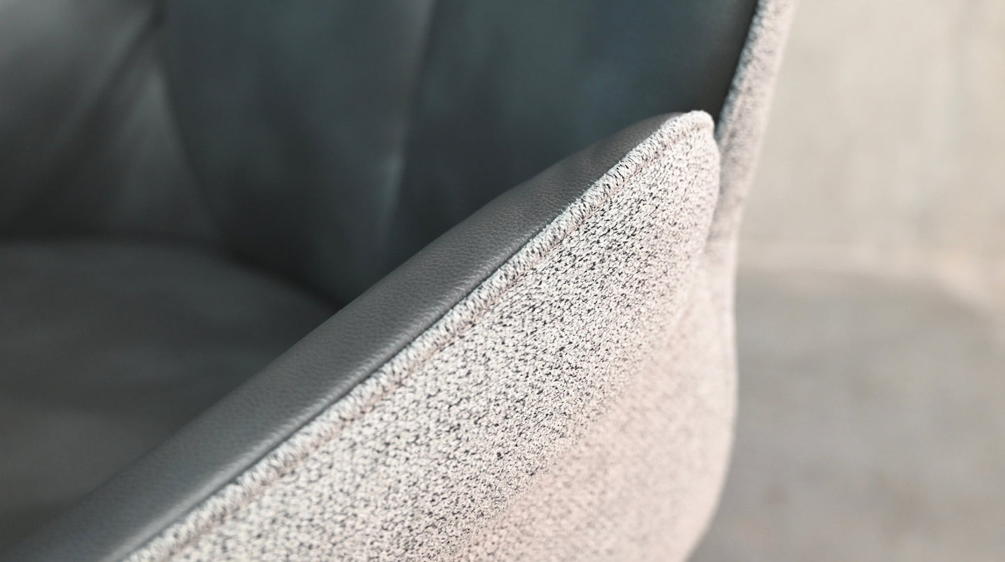 Gian swivel armchair chair in midnight grey leatherette / grey