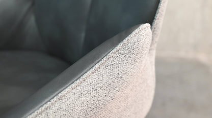 Gian swivel armchair chair in midnight grey leatherette / grey