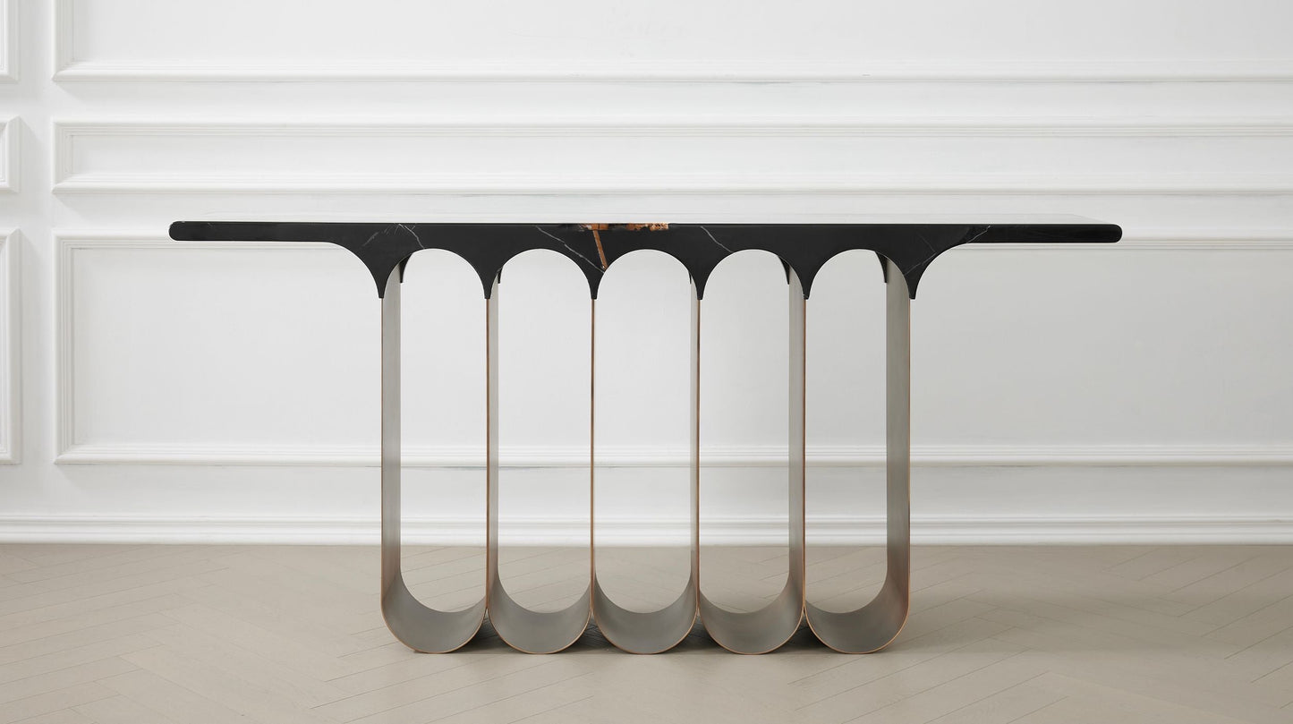 Socle Console Table In Polished Laurent Black
