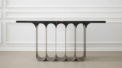 Socle Console Table In Polished Laurent Black