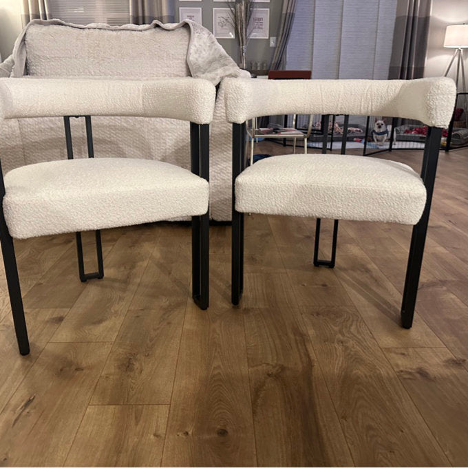 Scarlet Dining Chair, set of 2, in Ivory Boucle and Black