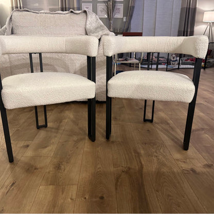 Scarlet Dining Chair, set of 2, in Ivory Boucle and Black