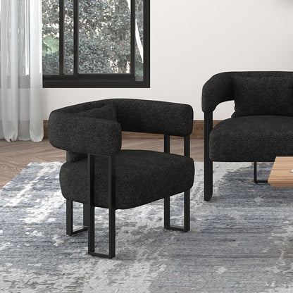 Scarlet Accent Chair In Charcoal Boucle And Black