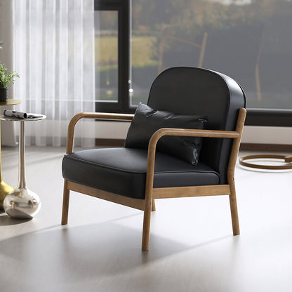 Fani Accent Chair, Faux Leather In Black And Walnut