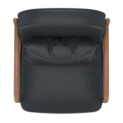 Fani Accent Chair, Faux Leather In Black And Walnut