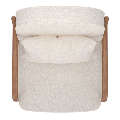 Fani Accent Chair, Fabric In White And Walnut