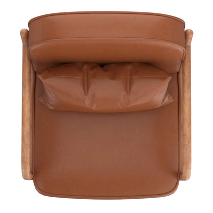 Fani Accent Chair, Faux Leather In Saddle And Walnut