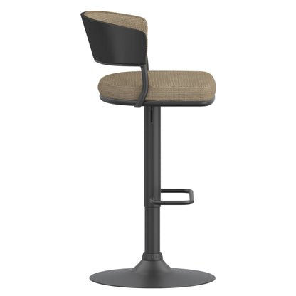 Kazan Adjustable Air-Lift Stool, Set of 2 in Dark Beige Performance Fabric & Black Metal