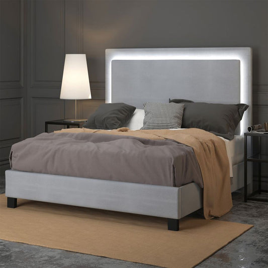 Lumina Queen Grey Platform Bed