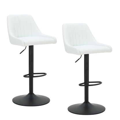 Kron Adjustable Height Air-Lift Swivel Stool, set of 2, in White Faux Leather