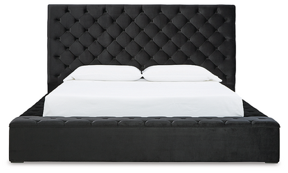 Bliss Black Velvet Upholstered Storage Bed
