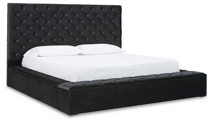 Bliss Black Velvet Upholstered Storage Bed