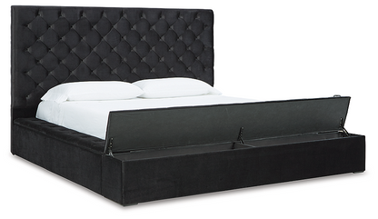 Bliss Black Velvet Upholstered Storage Bed