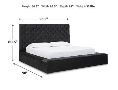 Bliss Black Velvet Upholstered Storage Bed