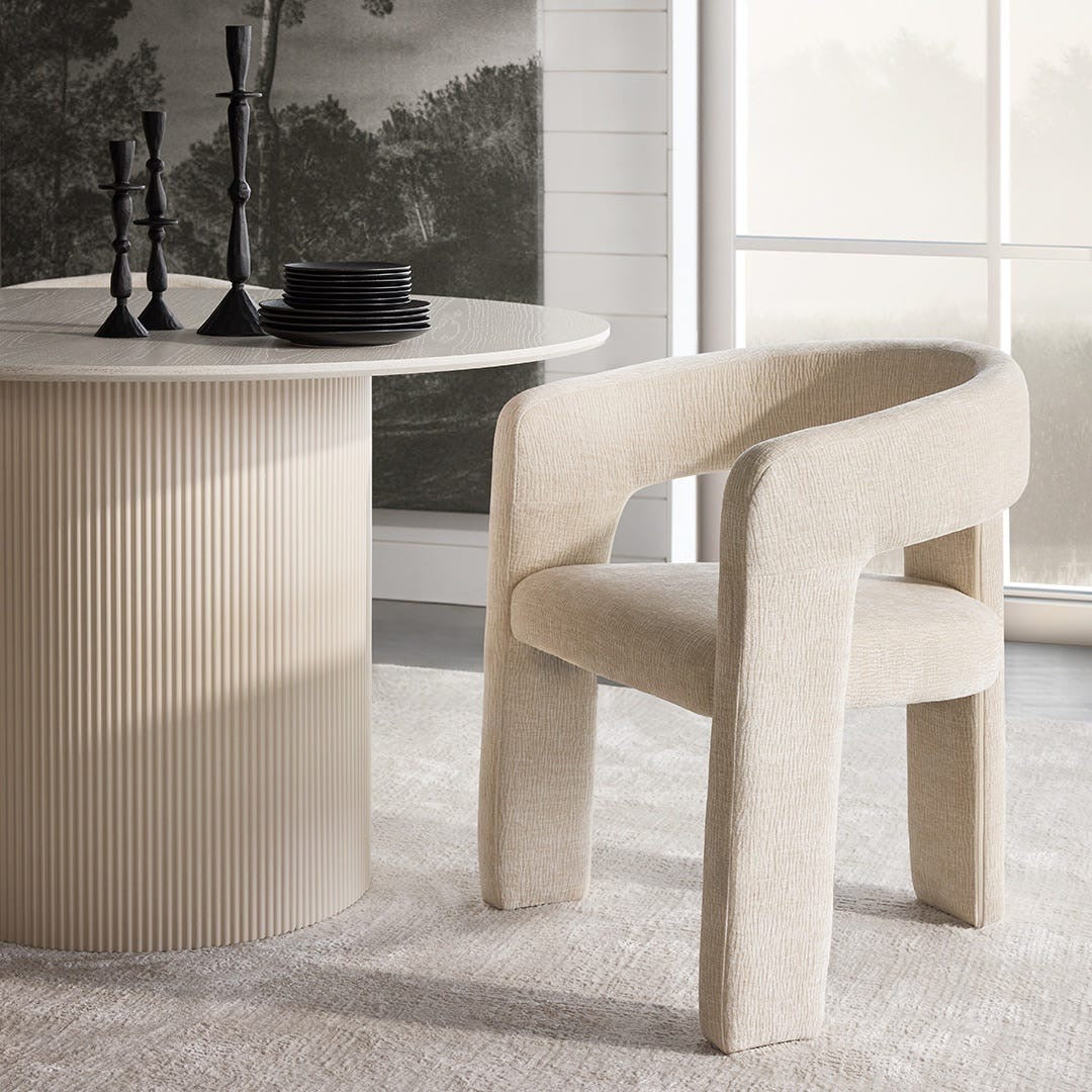 Tovas Round Dining Table In Ivory