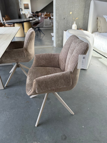 Espara Dining Chair In Avena Oat Alcantara/ Alpaca Chenille