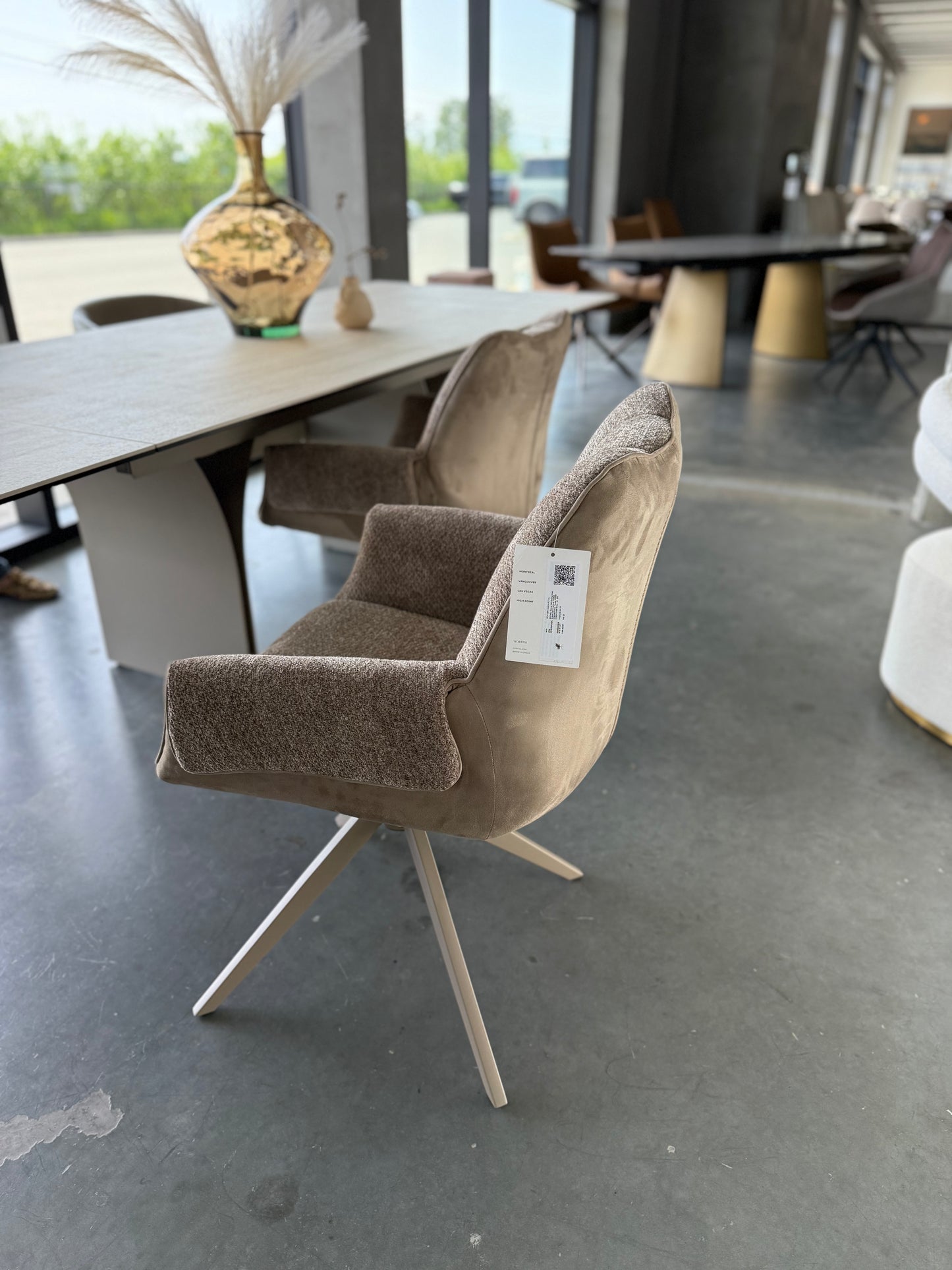 Espara Dining Chair In Avena Oat Alcantara/ Alpaca Chenille