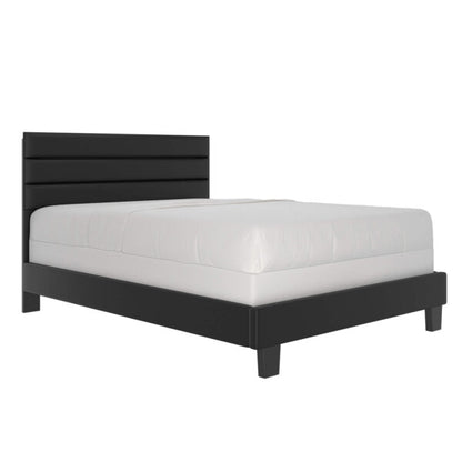Double Size, Bedframe, In Leather  Black