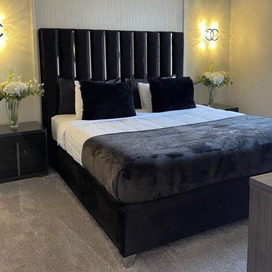 Enzo Velvet Upholstered Bed Black
