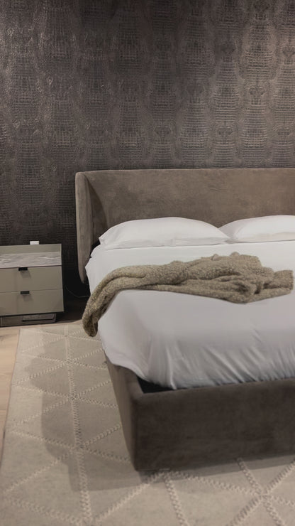 Fitz Upholstered Storage Bed In Ash Brown