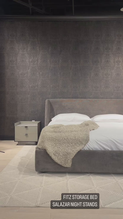 Fitz Upholstered Storage Bed In Ash Brown